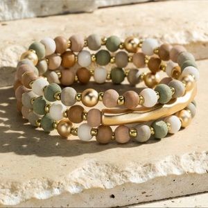 •Last One Left• 3 Strand Wood & Metal Bead Bracelet